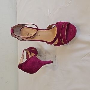 Julianne Hough, Pink high heels, Ankle-Strap, Size 8.5. Leather Suede upper